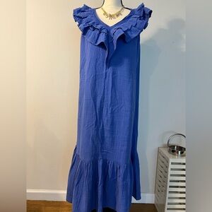 Chico's Blue V-Neck Sleeveless Maxi Dress for Cocktail Events